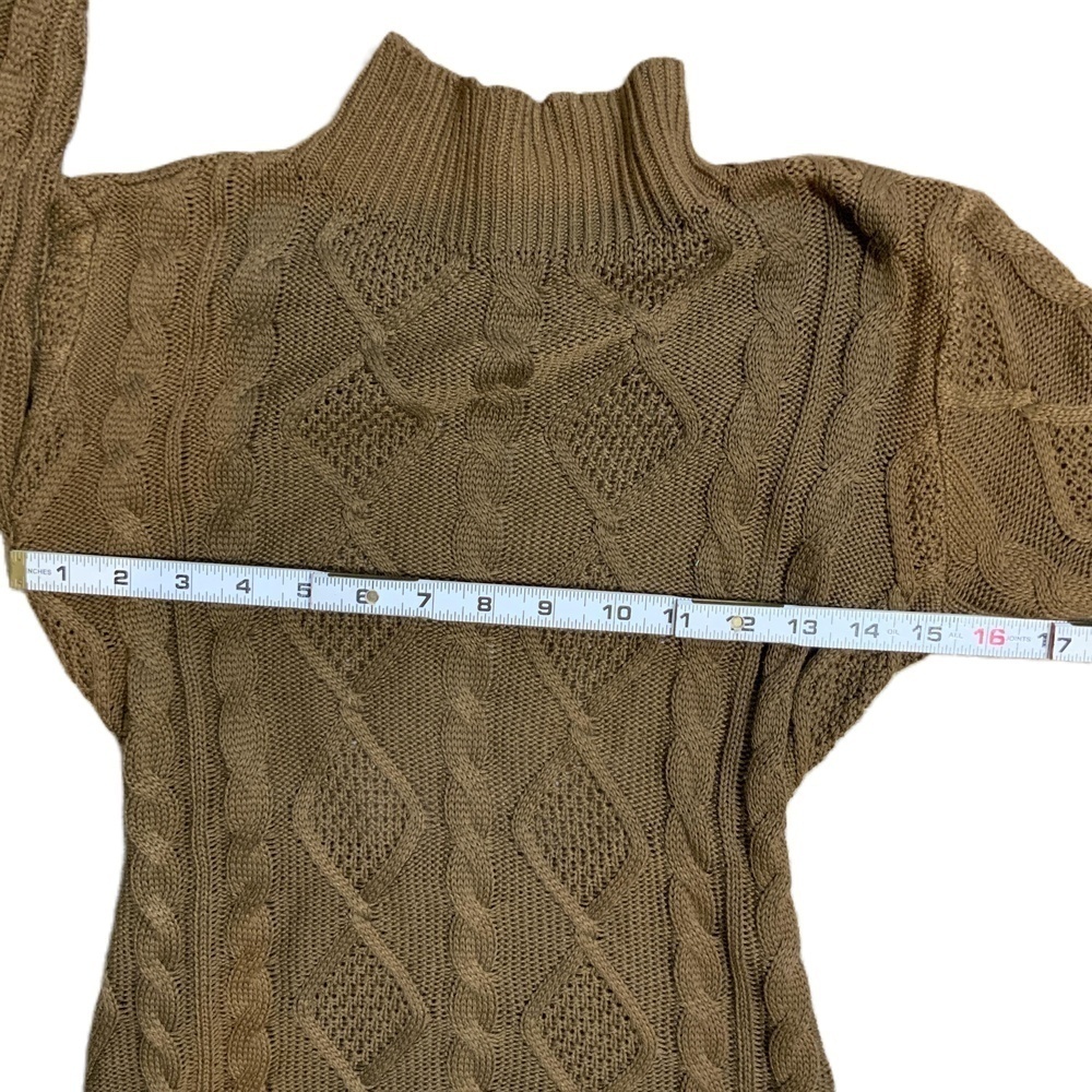 SHEIN Brown Long Sleeve Mock neck Cable Knit Backless Sweater Dress Sz XS Baddie - Picture 7 of 14
